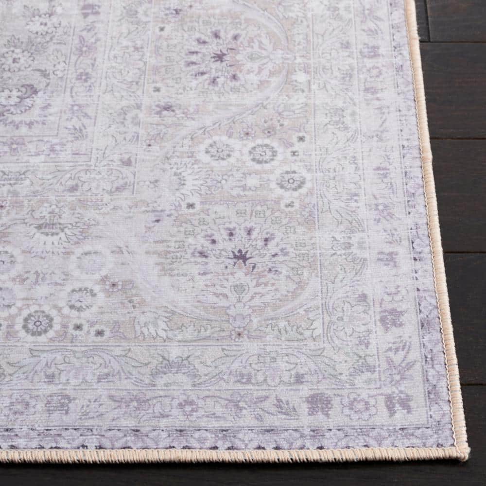Ivory Rectangular Machine Washable Synthetic Area Rug