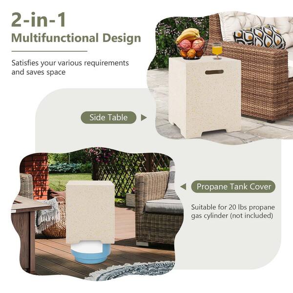 THE SIDE UP BOX ＆ TABLE ＋　THE LID STAND Costway 16'' Terrazzo Hideaway Tank Table 20 lbs Propane Gas