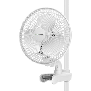 AeroWave Portable 6 in. 2-Speed Clip Fan in White with Auto Oscillating for grow tents