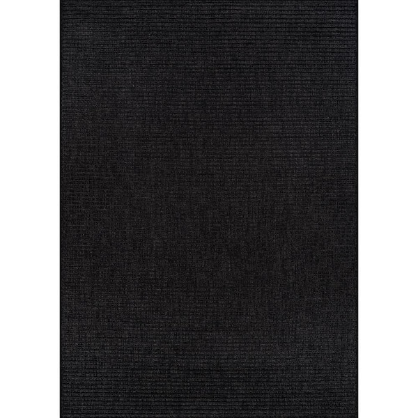 Lomira Black 2 ft. x 7 ft. Striped Washable Easy Jute Indoor Area Rug