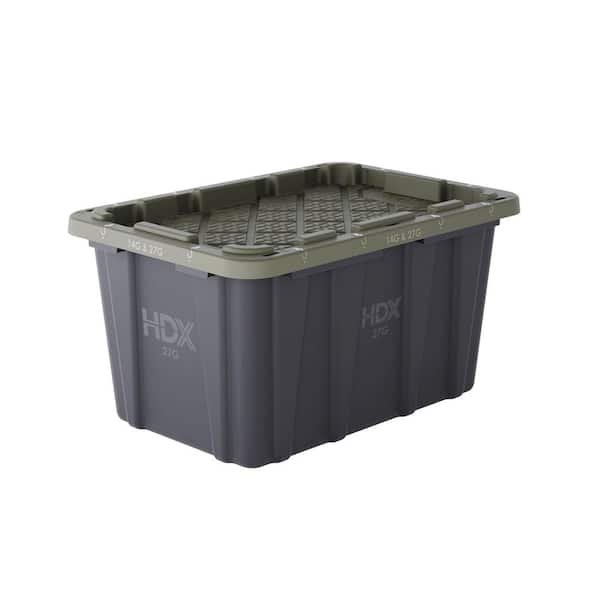 27 gal. Tough Storage Tote in Black and Army Green
