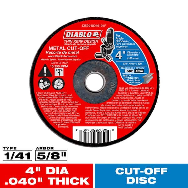 4 in. x 0.040 in. x 5/8 in. Metal Cut-Off Disc with Thin Kerf Design