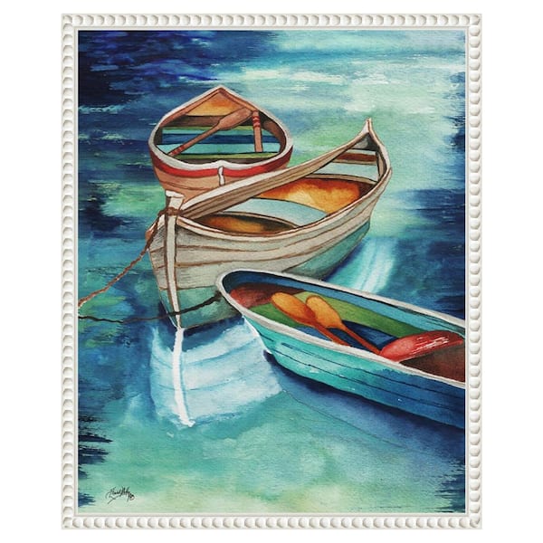 Amanti Art "Docked Boats I" by Elizabeth Medley 1-Piece Floater Frame Giclee Coastal Canvas Art Print 20 in. x 16 in.