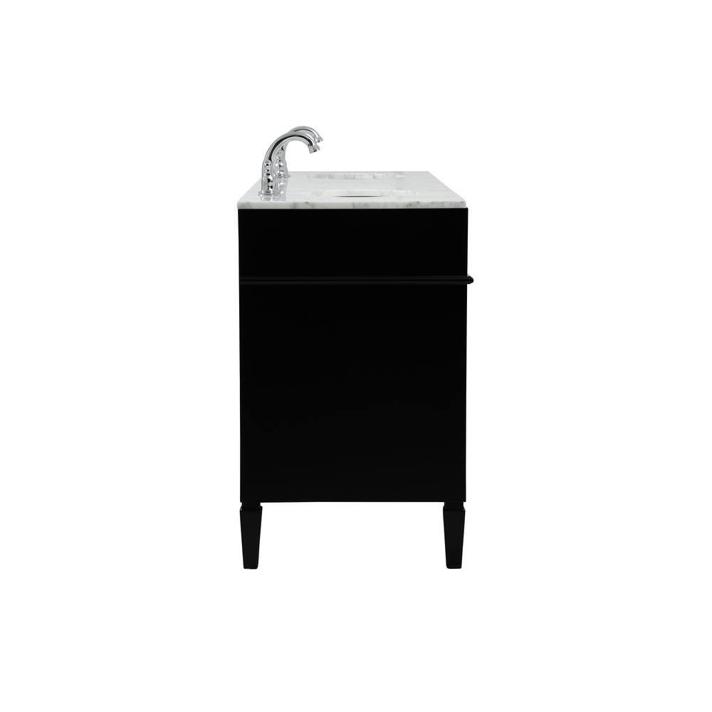 Black Double Sink Vanity with Carrara Marble Top, 72"