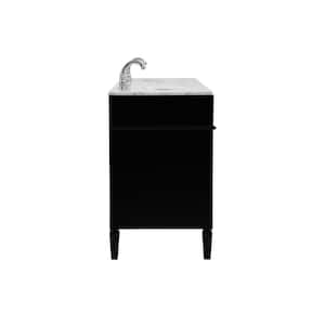 Timeless Home 72 in. W Double Bath Vanity in Black with Marble Vanity Top in Carrara with White Basin