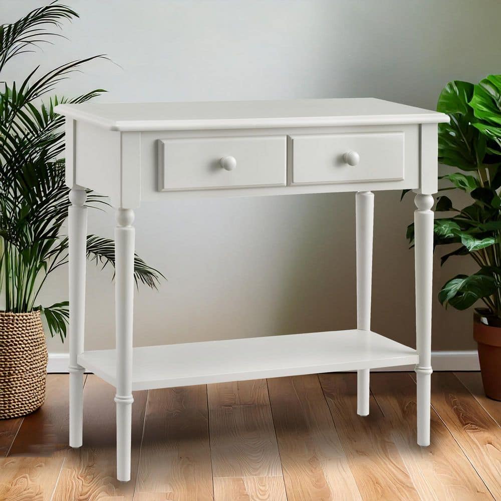 Leick Home Coastal 30 in. Orchid White Rectangle Solid Wood Narrow