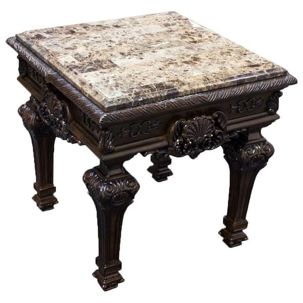 Best Master Furniture Andrew 28 in. L Cherry Marble-Top Square End Table