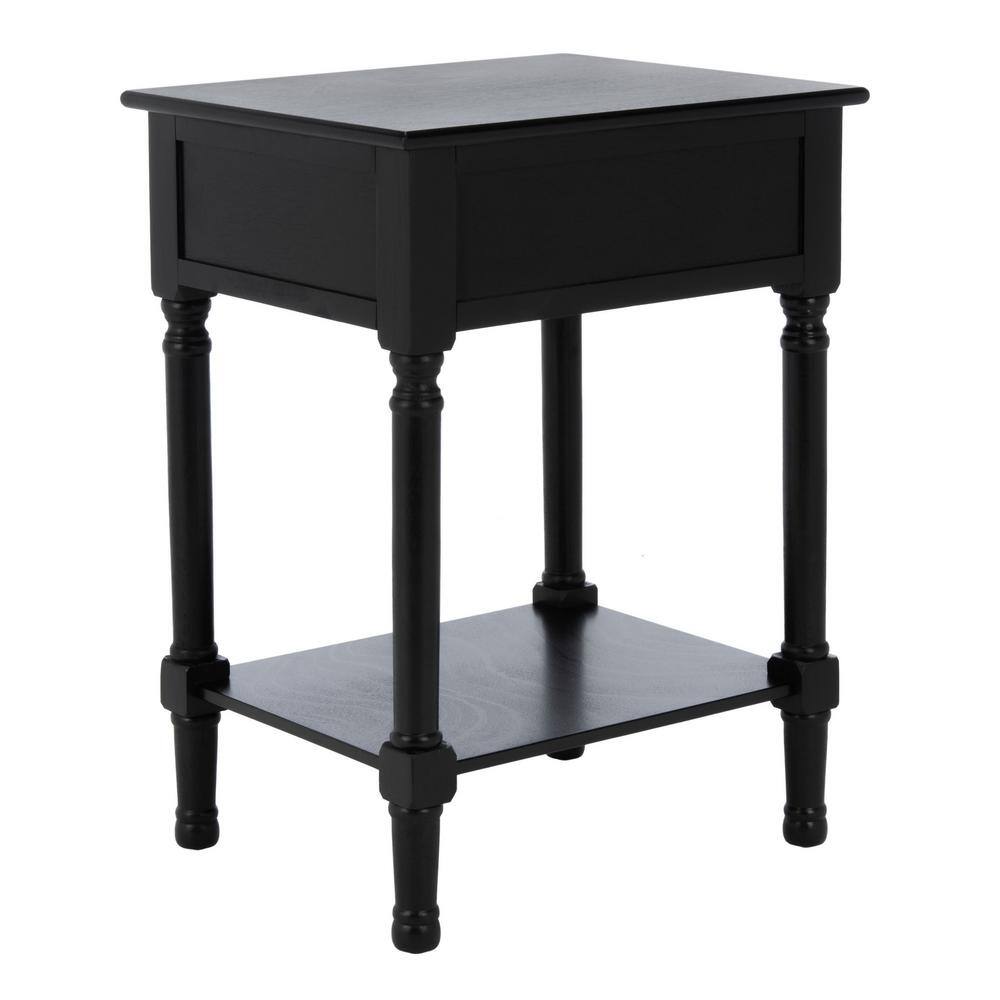 Classic Contemporary Black Accent Table with Basket Drawer
