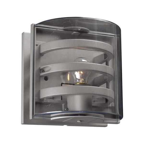 PLC Lighting 1 Light Outdoor Wall Sconce Silver Finish Clear Glass