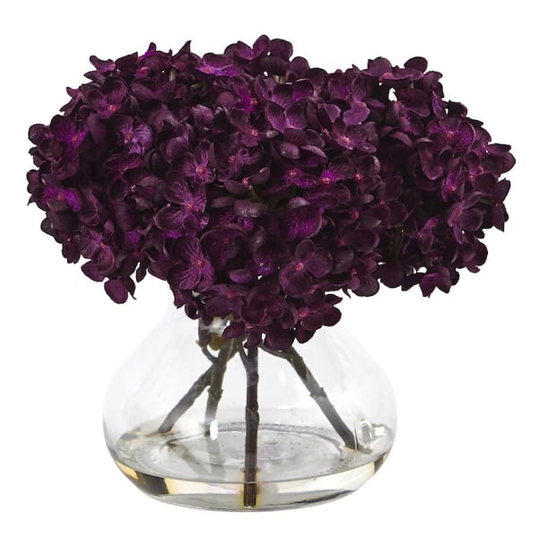 Nearly Natural Artificial Hydrangea with Vase Silk Flower Arrangement