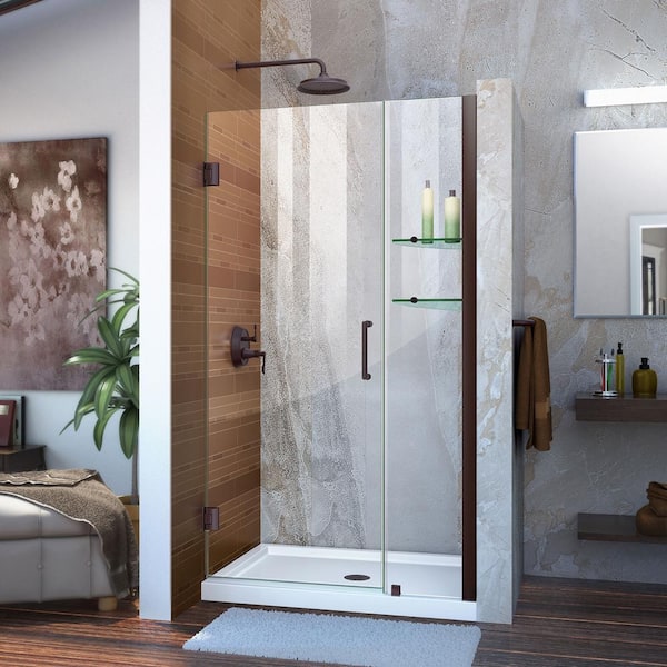 DreamLine Unidoor 40 to 41 in. x 72 in. Frameless Hinged Shower Door in Oil Rubbed Bronze