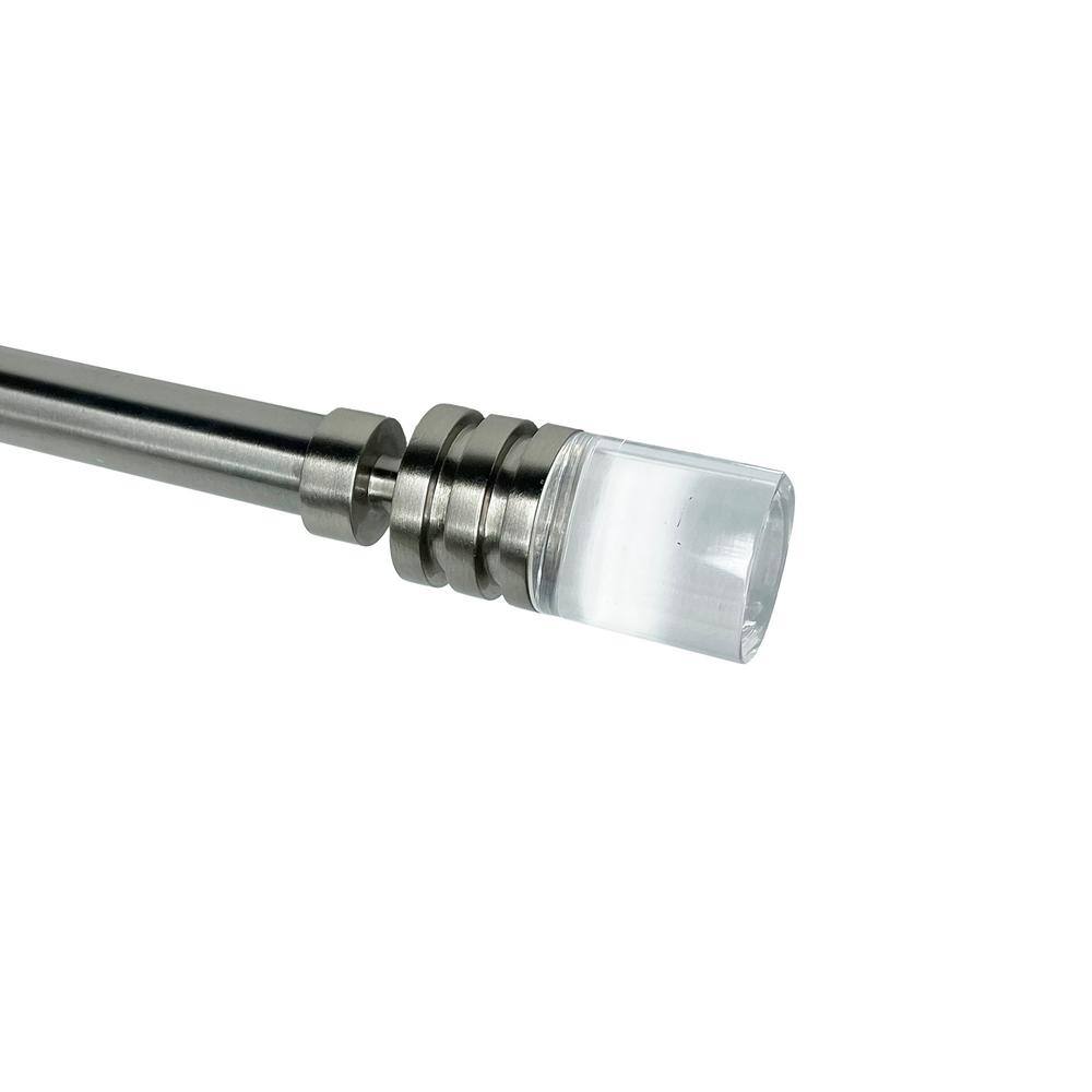 Brushed Nickel Steel Curtain Rod with Clear Acrylic Finials