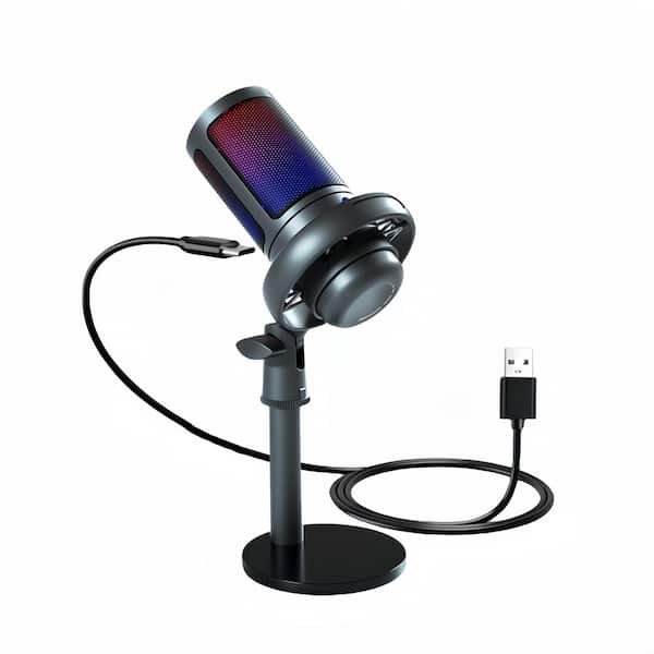 phyfalip Black USB Condenser Microphone for Living, Streaming, Podcasting and Gaming