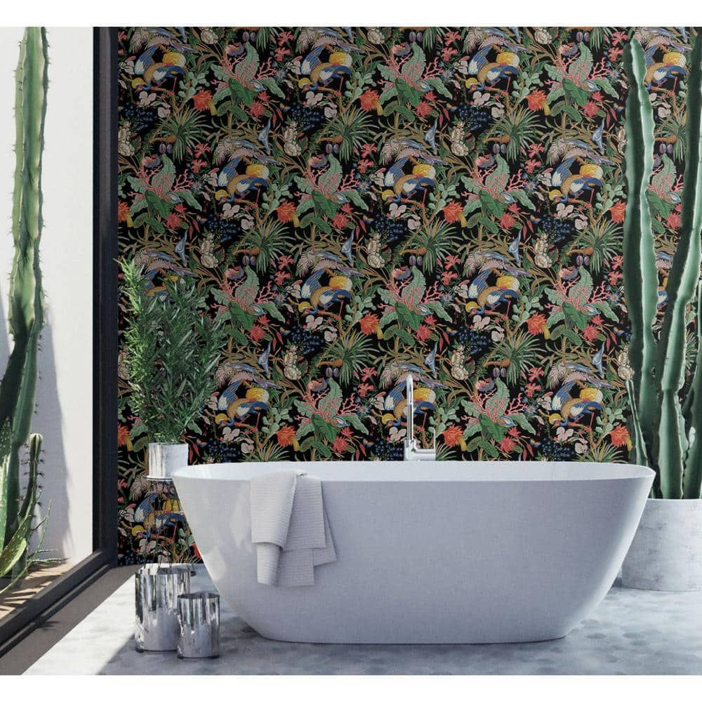 Ebony Tropical Canopy Self-Adhesive Vinyl Wallpaper