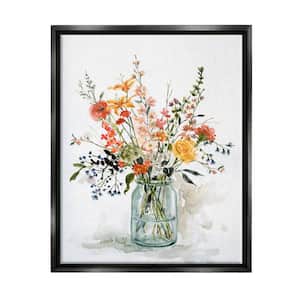 Warm Summer Meadow Bouquet Still Life Painting by Carol Robinson Floater Frame Nature Wall Art Print 21 in. x 17 in.