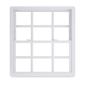 36 in. x 36 in. 50 Series Low-E Argon SC Glass Double Hung White Vinyl Replacement Window with Grids, Screen Incl