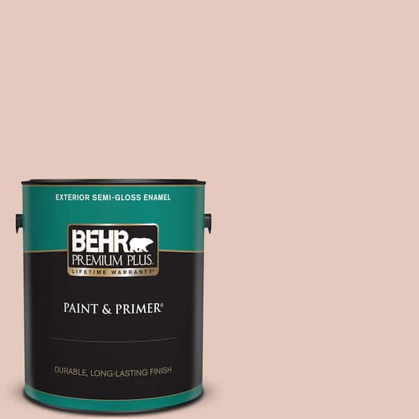 BEHR PREMIUM PLUS 1 gal. #210E-3 Almond Willow Semi-Gloss Enamel Exterior Paint & Primer