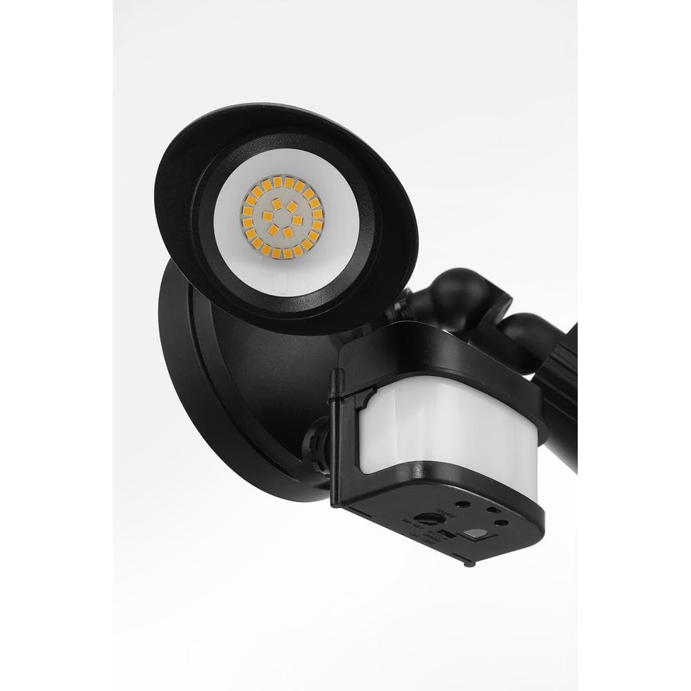 Black Dual Head LED Motion Sensor Security Flood Light