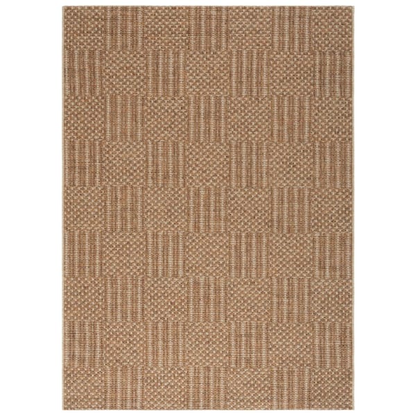 Sisal All-Weather Natural/Brown 4 ft. x 6 ft. Striped Geometric Indoor/Outdoor Area Rug