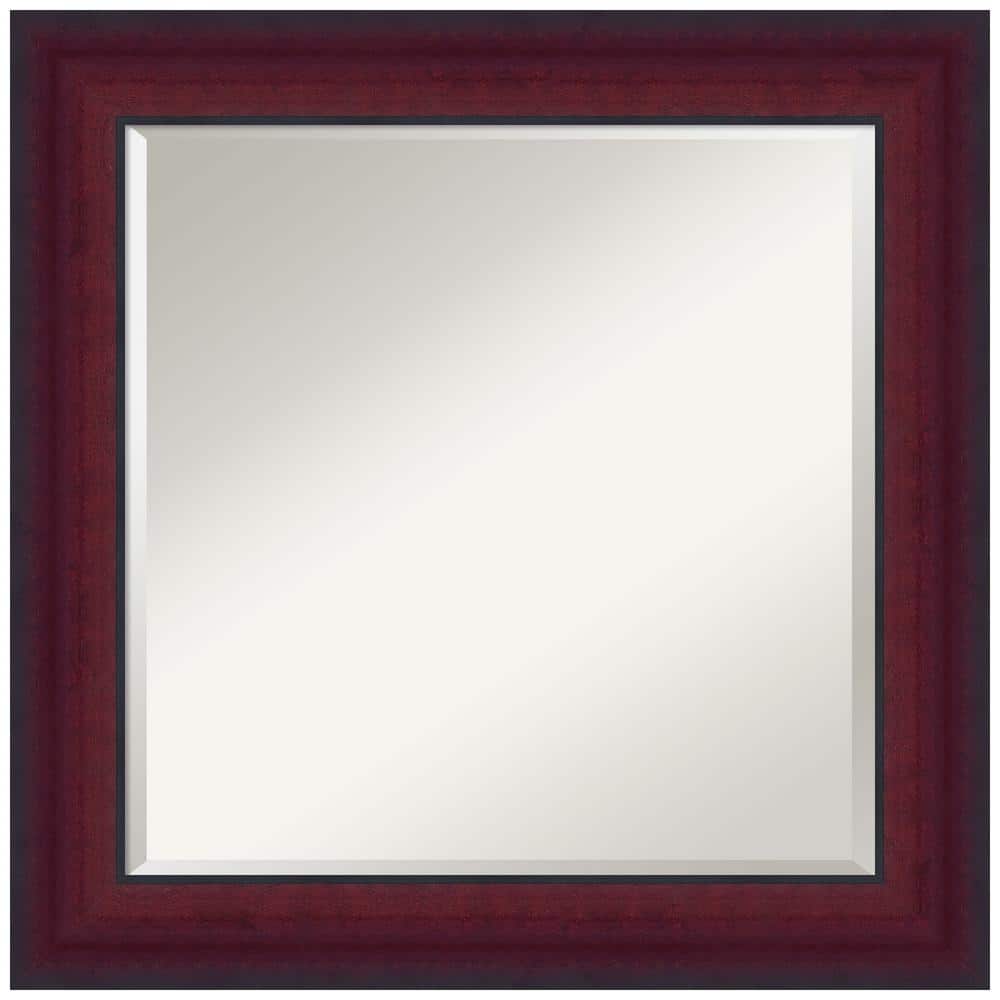 Canterbury Cherry 25" Square Wood Framed Wall Mirror
