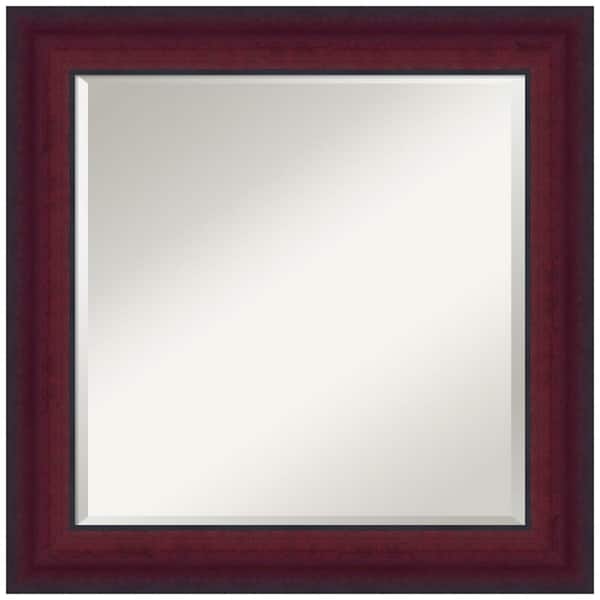 Amanti Art Canterbury Cherry 25.25 in. x 25.25 in. Beveled Casual Square Wood Framed Wall Mirror in Cherry
