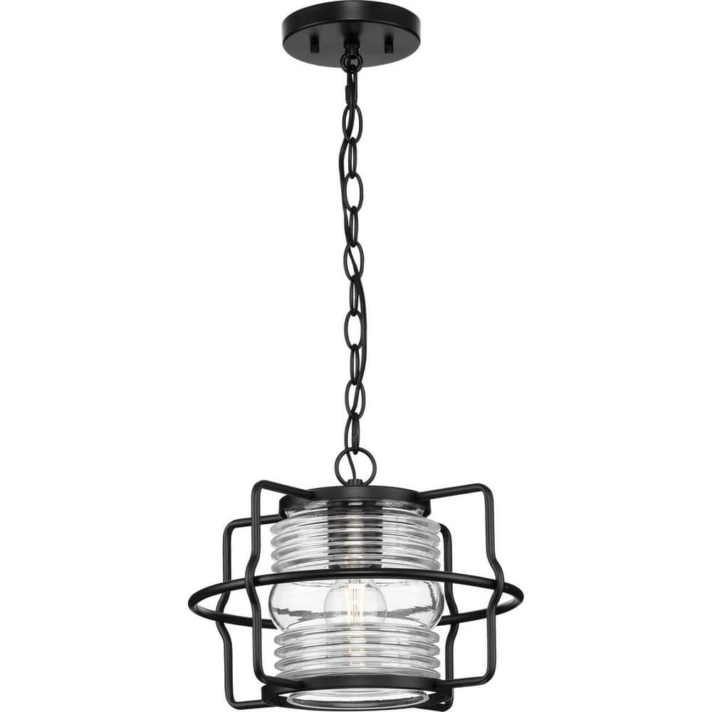 Keegan 13" Matte Black Glass Outdoor Hanging Lantern