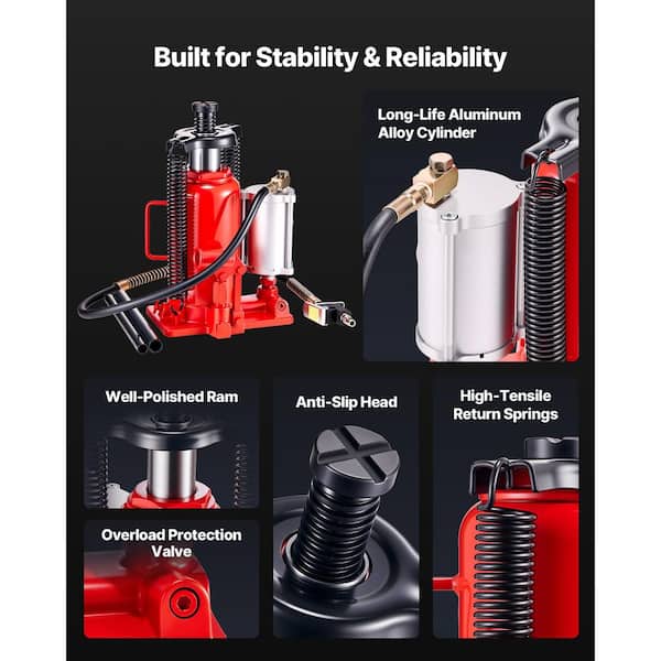 VEVOR Air Hydraulic Bottle Jack, 20 T (44092 lbs.) Capacity, 10.2