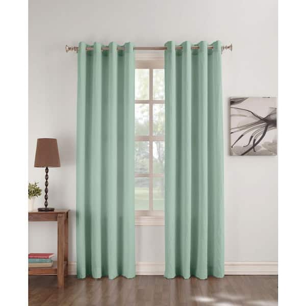 No. 918 Semi-Opaque Dover Aqua Crushed Microfiber Curtain Panel 63 in. L (Price Varies by Size)