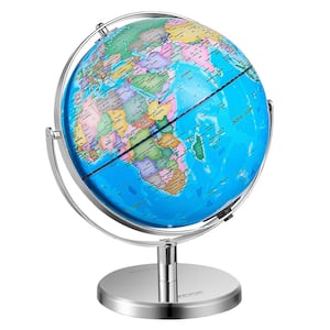 16.54 in. x 13 in. 330.2 mm Rotating World Globe with Stand 720° Spinning Globe with Precise Time Zone for Education