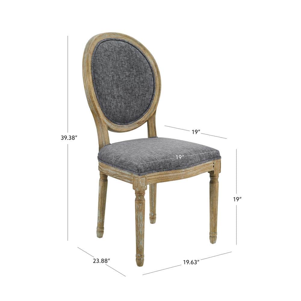 Dark Natural Brown Upholstered Oval Back Side Chair Set