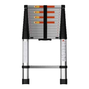 12.5 ft. Aluminum One-Button Retraction Telescoping Portable Compact Ladder Extension Ladder, 330 lbs. Load Capacity