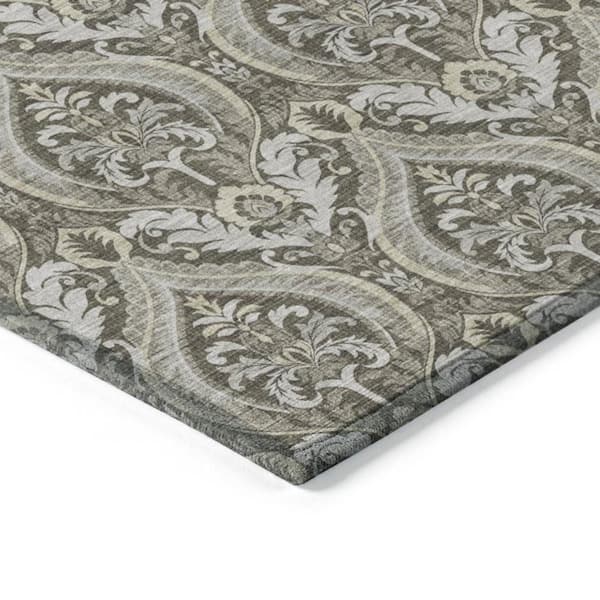 Taupe and Beige 9 ft. x 12 ft. Woven Trellis Rectangle Indoor/Outdoor Area Rug