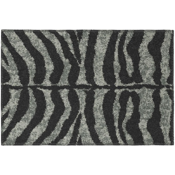 Addison Rugs Safari Black 1 ft. 8 in. x 2 ft. 6 in. Indoor/Outdoor Washable Indoor/Outdoor Washable Rug