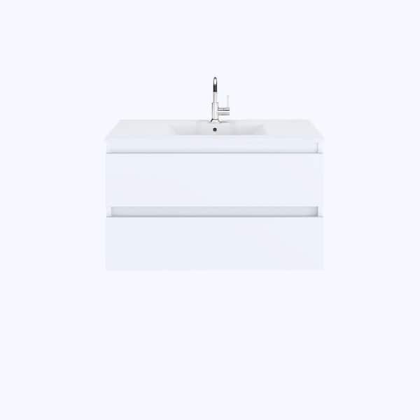 VOLPA USA AMERICAN CRAFTED VANITIES Salt 36 in. W x 18 in. D Bath Vanity in Glossy White with Ceramic Vanity Top in White with White Basin