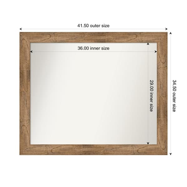 Amanti Art Owl Brown 41.5 in. W. x 34.5 in. Custom Non-Beveled Wood Framed Bathroom Vanity Wall Mirror