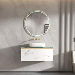 24 in. W x 24 in. H Round Stainless Steel Framed Anti-Fog Wall-Mounted LED Light Bathroom Vanity Mirror