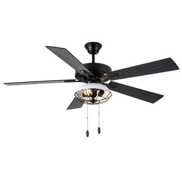 River of Goods 52 in. Indoor Black Harrow Industrial Style Ceiling Fan with Light Kit