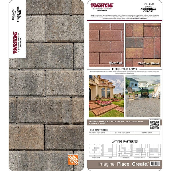 Pavestone Paper Sample Only of Holland 7.87 in. L x 3.94 in. W x 1.77 in. H 45 mm Fieldstone Blend Concrete Paver (1-Piece)