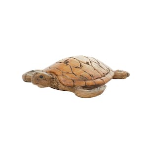 9 in. x 3 in. Brown Polystone Turtle Sculpture