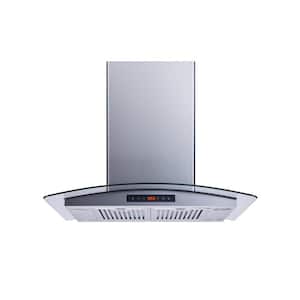 30 in. 439 CFM Convertible Island Mount Range Hood in Stainless Steel/Glass with Baffle Filters