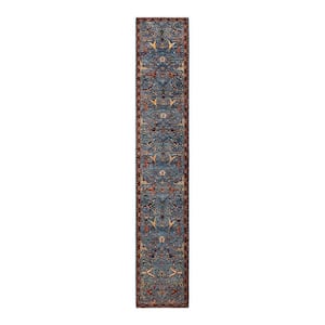 Serapi One-of-a-Kind Traditional Light Blue 2 ft. x 14 ft. Runner Hand Knotted Tribal Area Rug