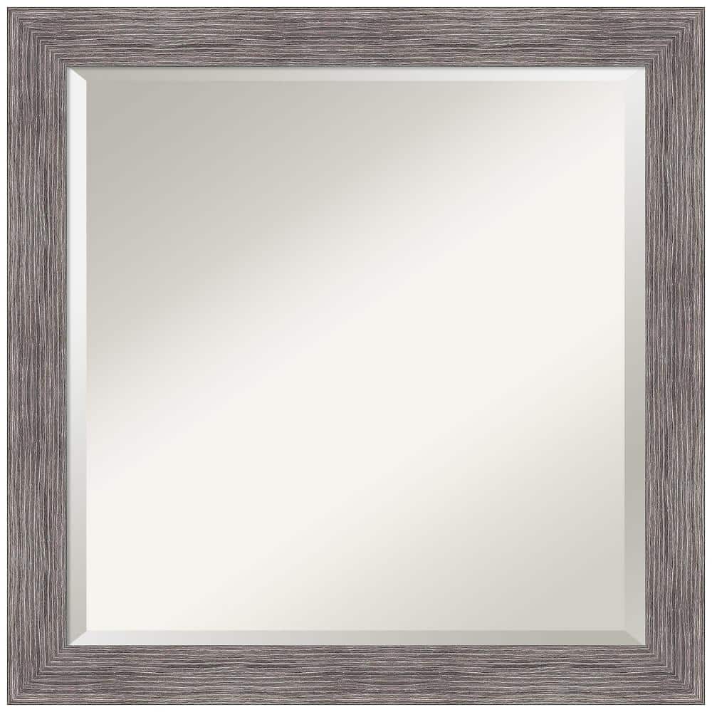 Gray Pinstripe Framed Rectangular Bathroom Vanity Mirror