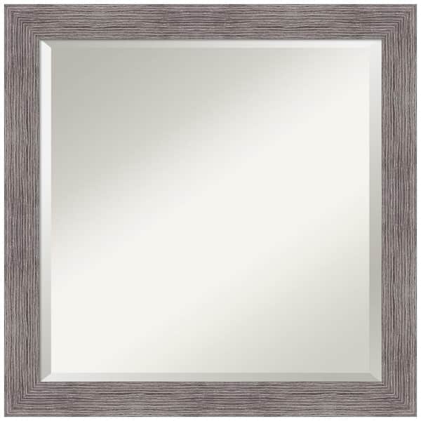 Amanti Art Medium Square Pinstripe Plank Grey Beveled Glass Casual Mirror (23.5 in. H x 23.5 in. W)