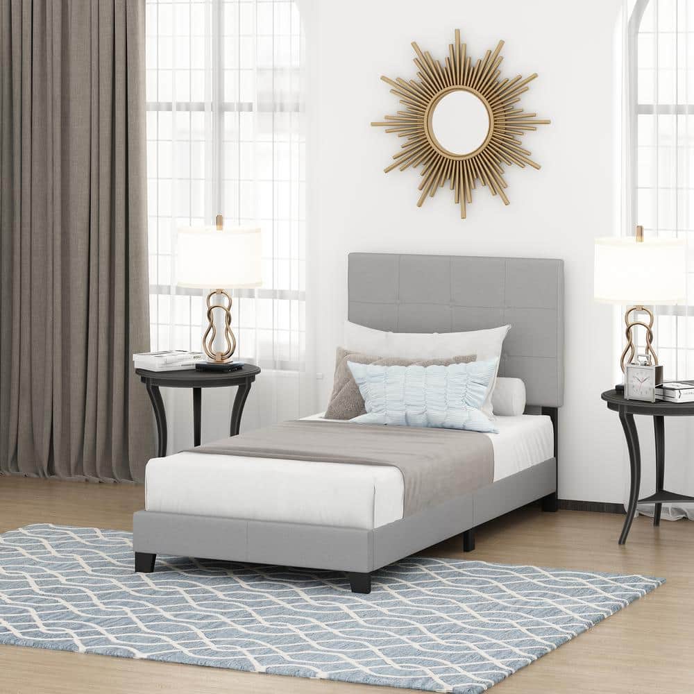 Twin Stone FURINNO Laval Button Tufted Upholstered Platform Bed