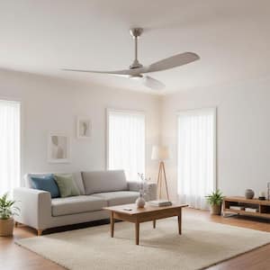 Aviation 60 in. Indoor Brushed Nickel and Silver Ceiling Fan with Remote Control