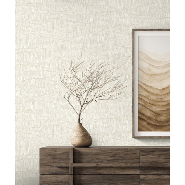 57.5 sq. ft. Sand Tatiana Waves Unpasted Non-Woven Paper Wallpaper Roll