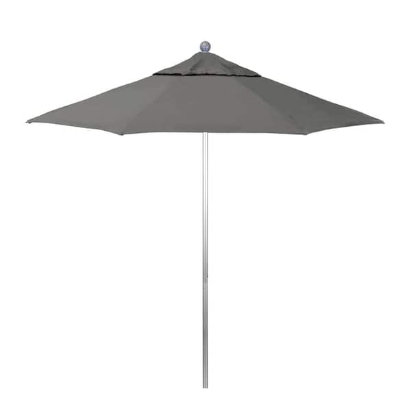 California Umbrella 7.5 ft. Silver Aluminum Market Patio Umbrella with Fiberglass Ribs and Push-Lift in Zinc Pacifica Premium