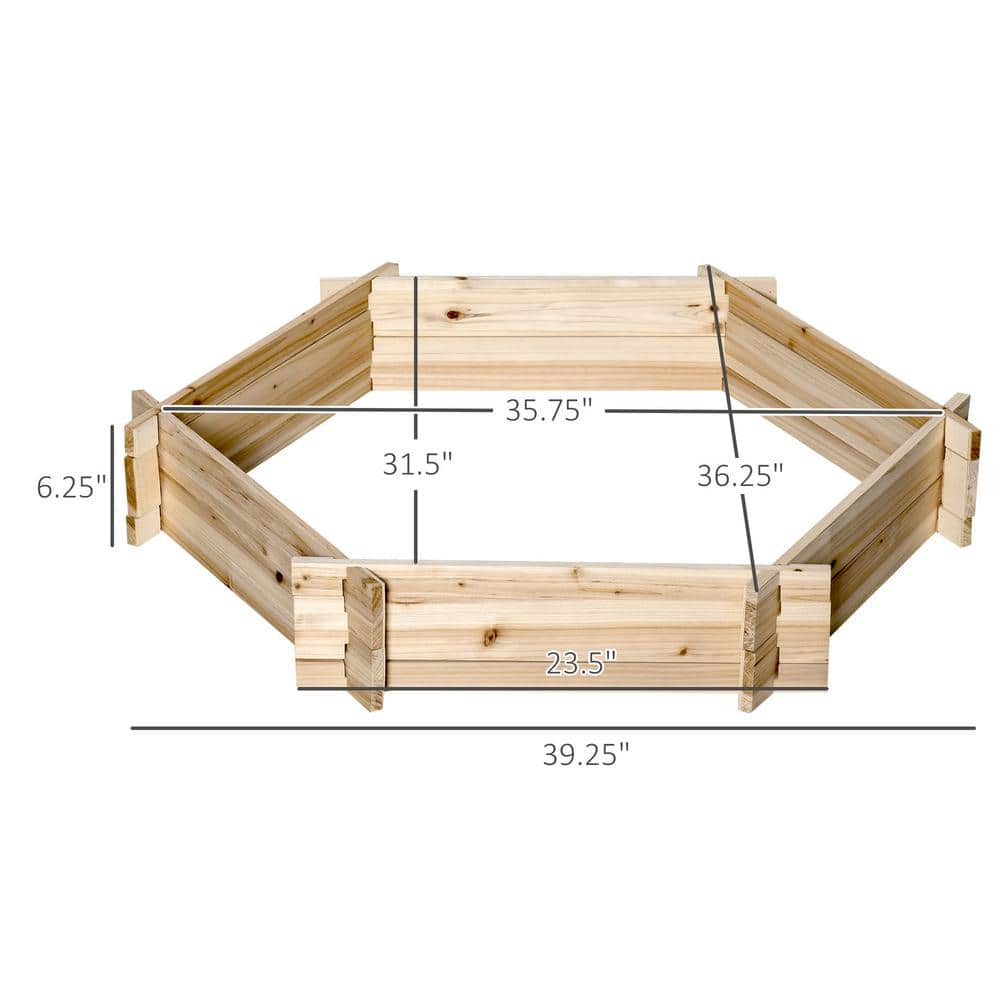 Natural Wood Hexagon Raised Garden Bed Planter for Outdoor Plants