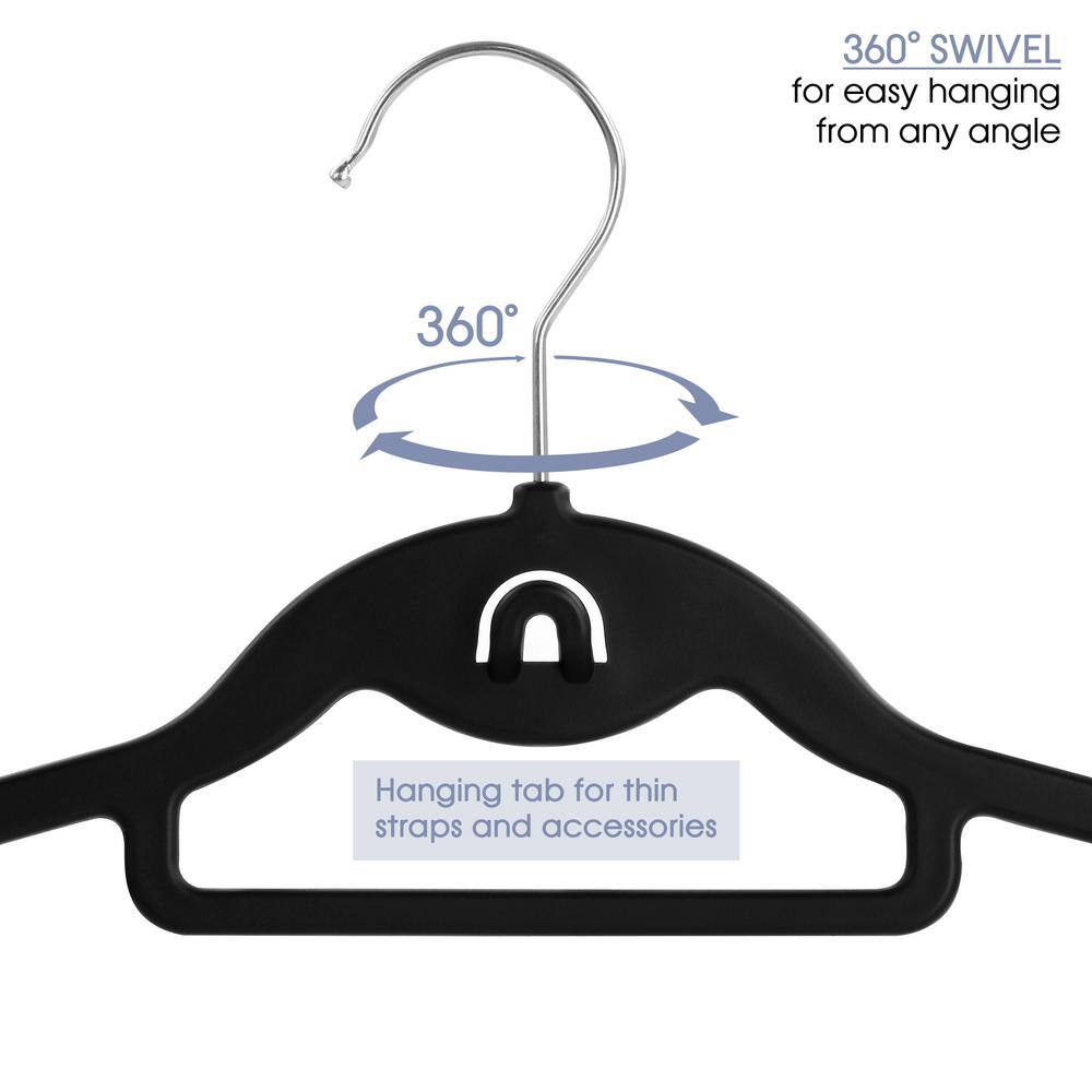 Black Rubber Non-Slip Hanger Set with Swivel Hook, 30 Pieces
