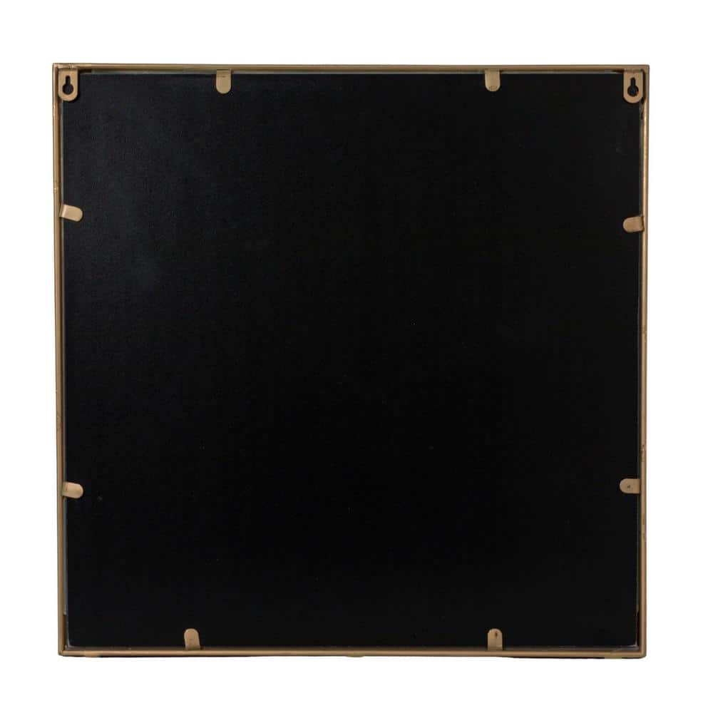 Gold Rectangular Metal and Wood Shadowbox Wall Mirror